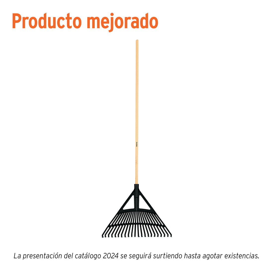 Escoba plástica p/jardín, flex. 22 dientes, mango 48" PRETUL