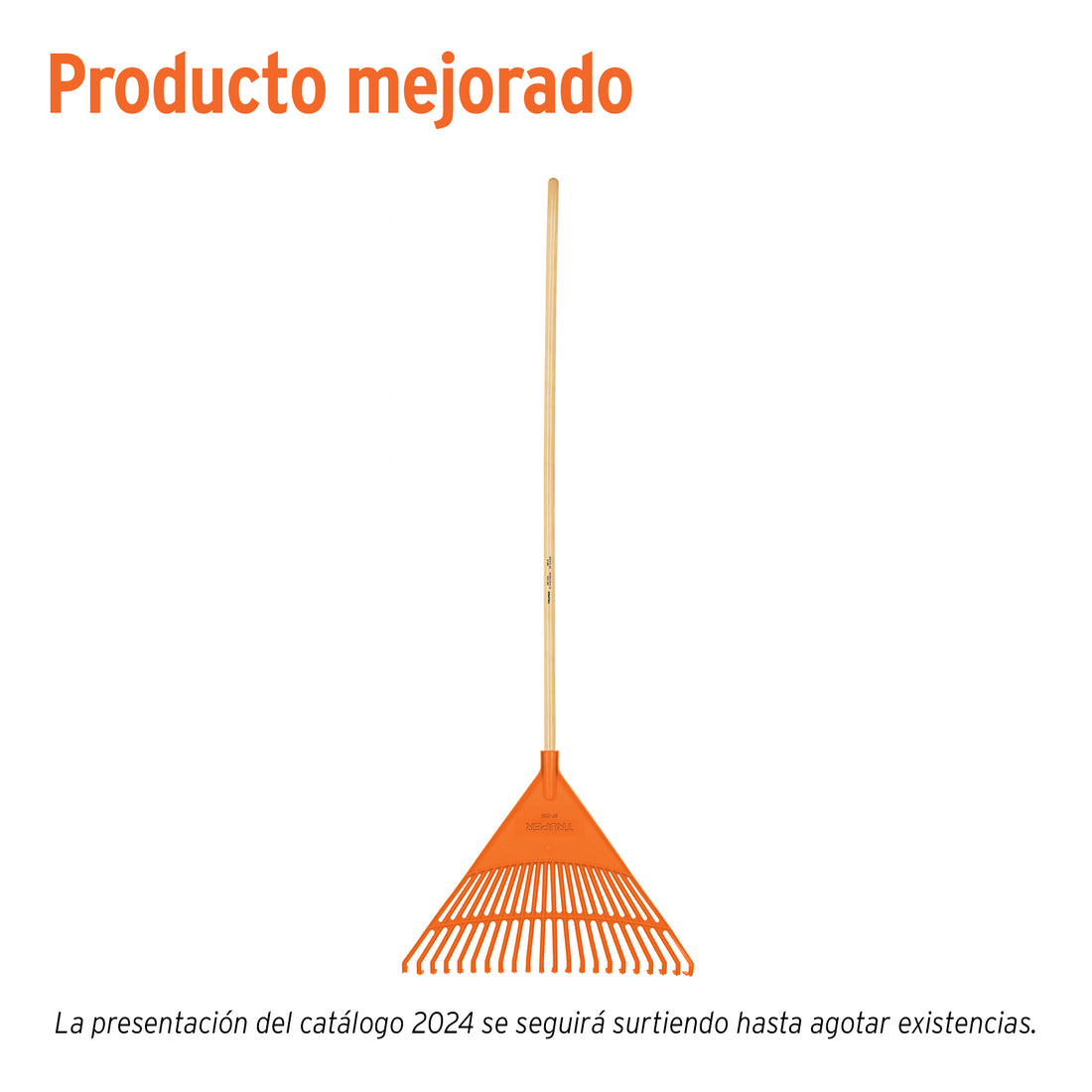 Escoba plástica para jardín, rígida, 22 dientes, mango 48"