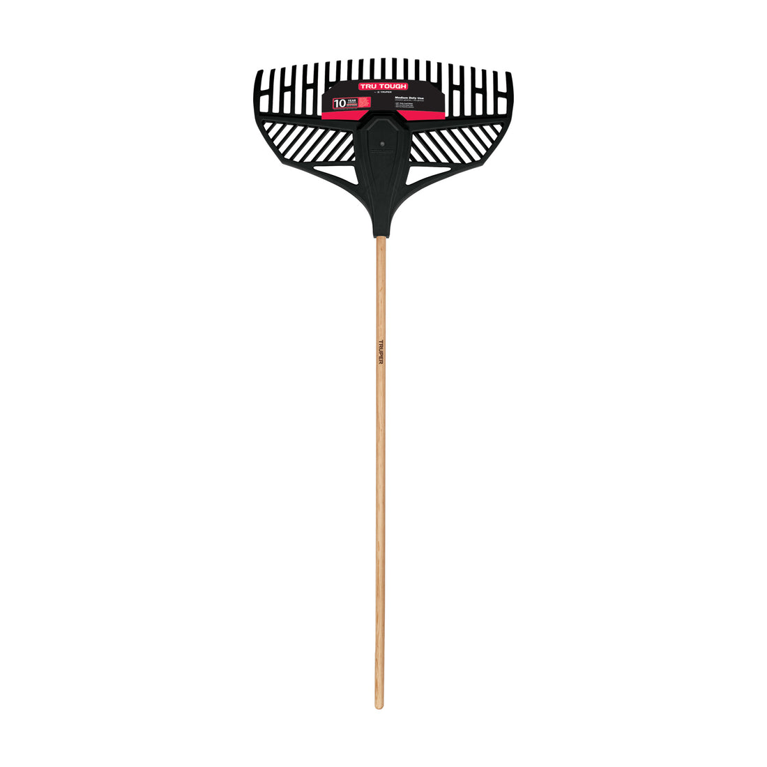 TruTough, 23" head poly leaf rake, 48" wood handle