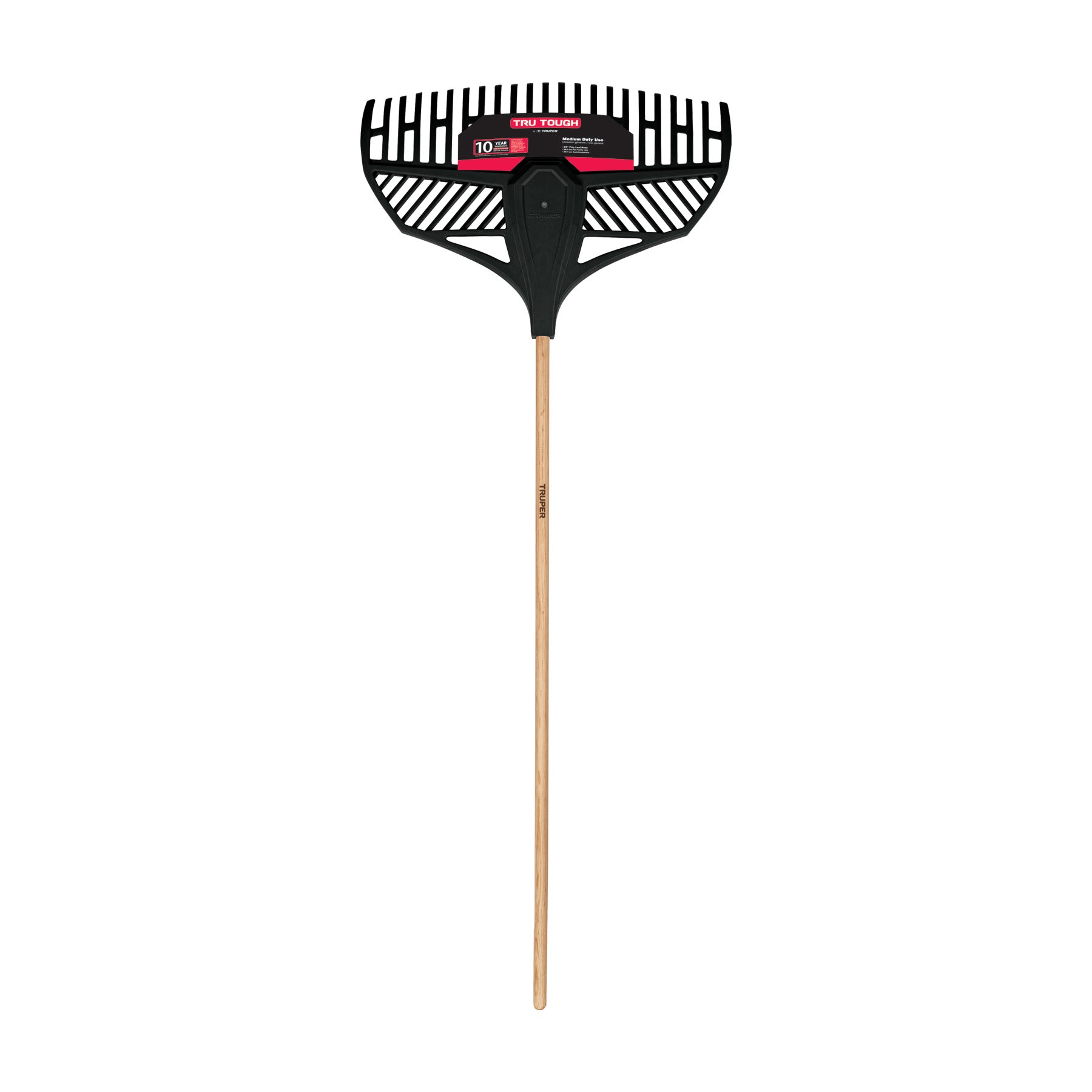 TruTough, 23" head poly leaf rake, 48" wood handle