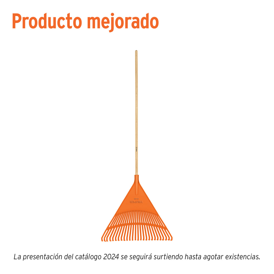 Escoba plástica para jardín, rígida, 26 dientes, mango 48"