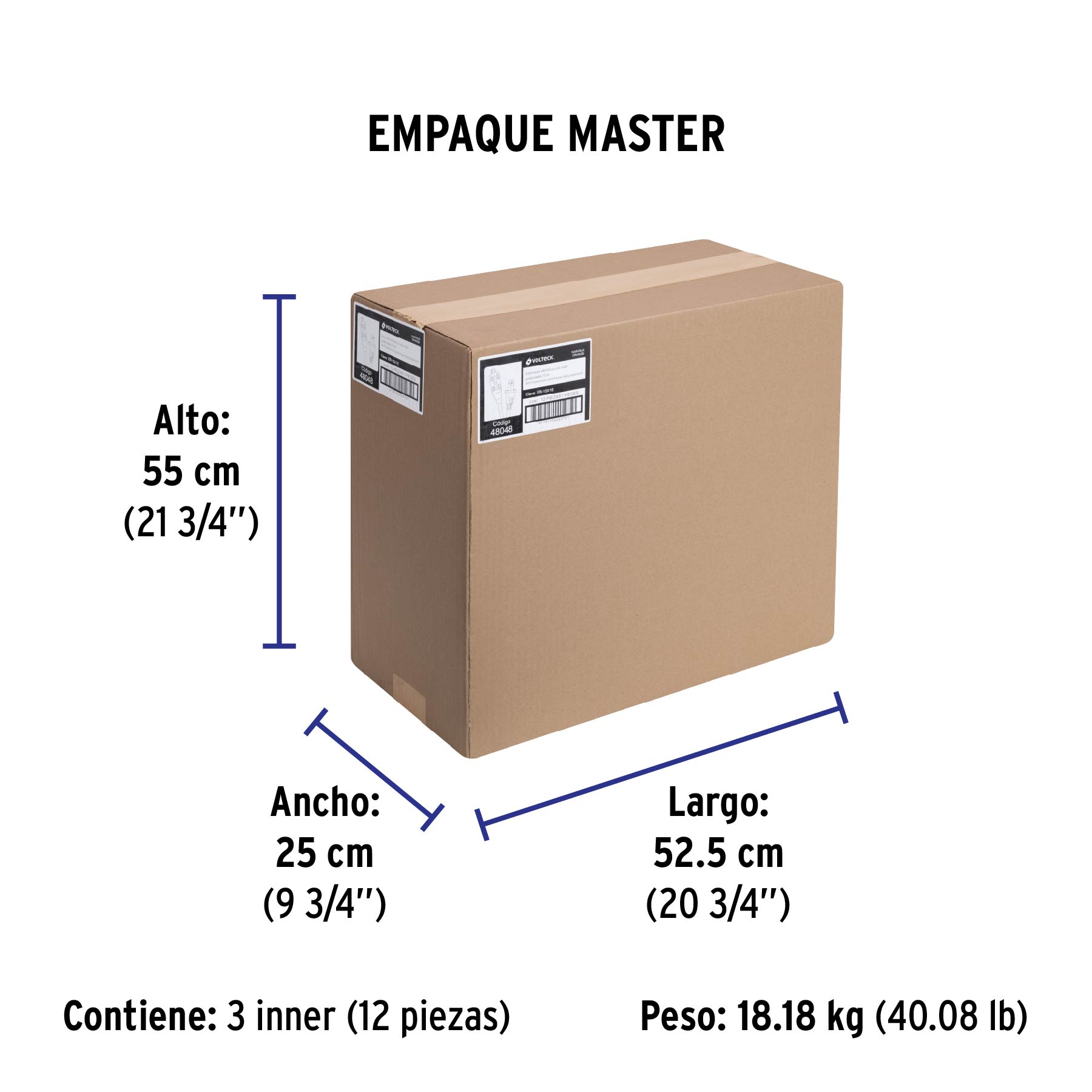 Extensión eléctrica de uso rudo 15 m 2x16 AWG, VOLTECK - Empaque