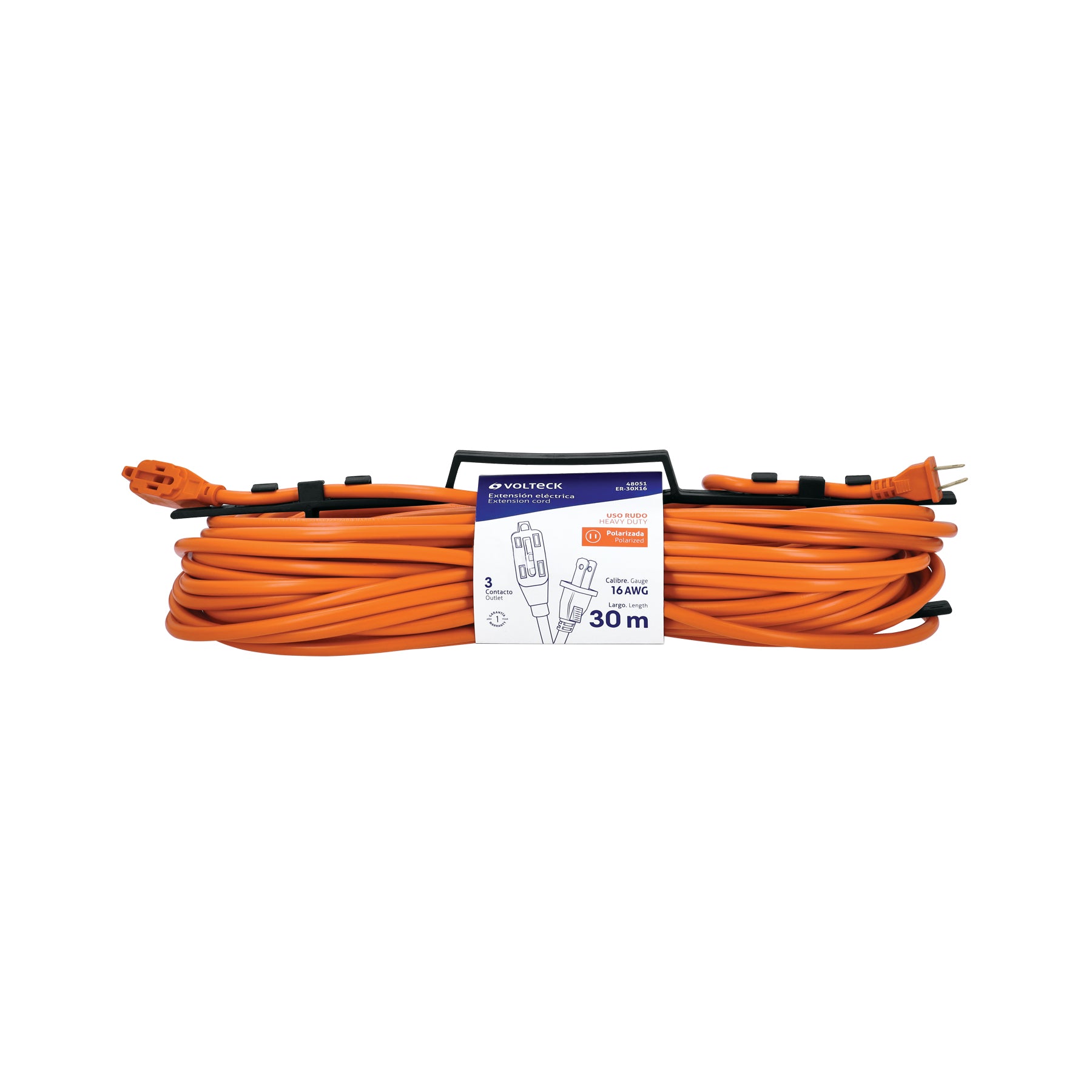 Extensión eléctrica de uso rudo 30 m 2x16 AWG, VOLTECK
