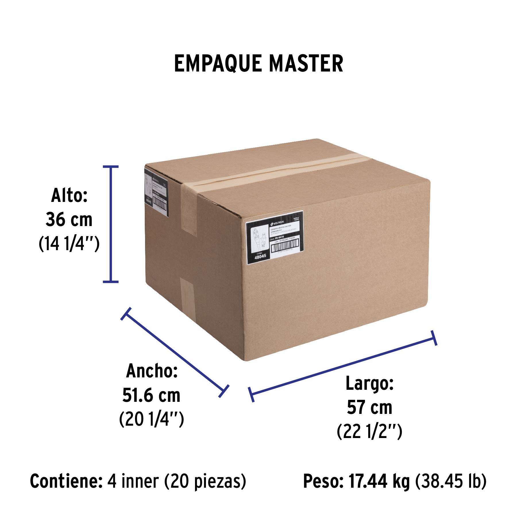 Extensión eléctrica de uso rudo 8 m 2x16 AWG, VOLTECK - Empaque