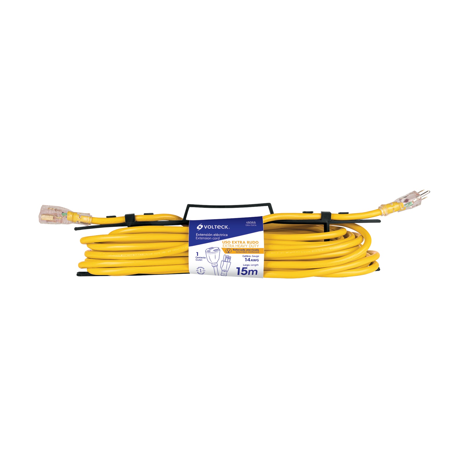 Extensión reforzada aterrizada 15 m 3x14 AWG, VOLTECK