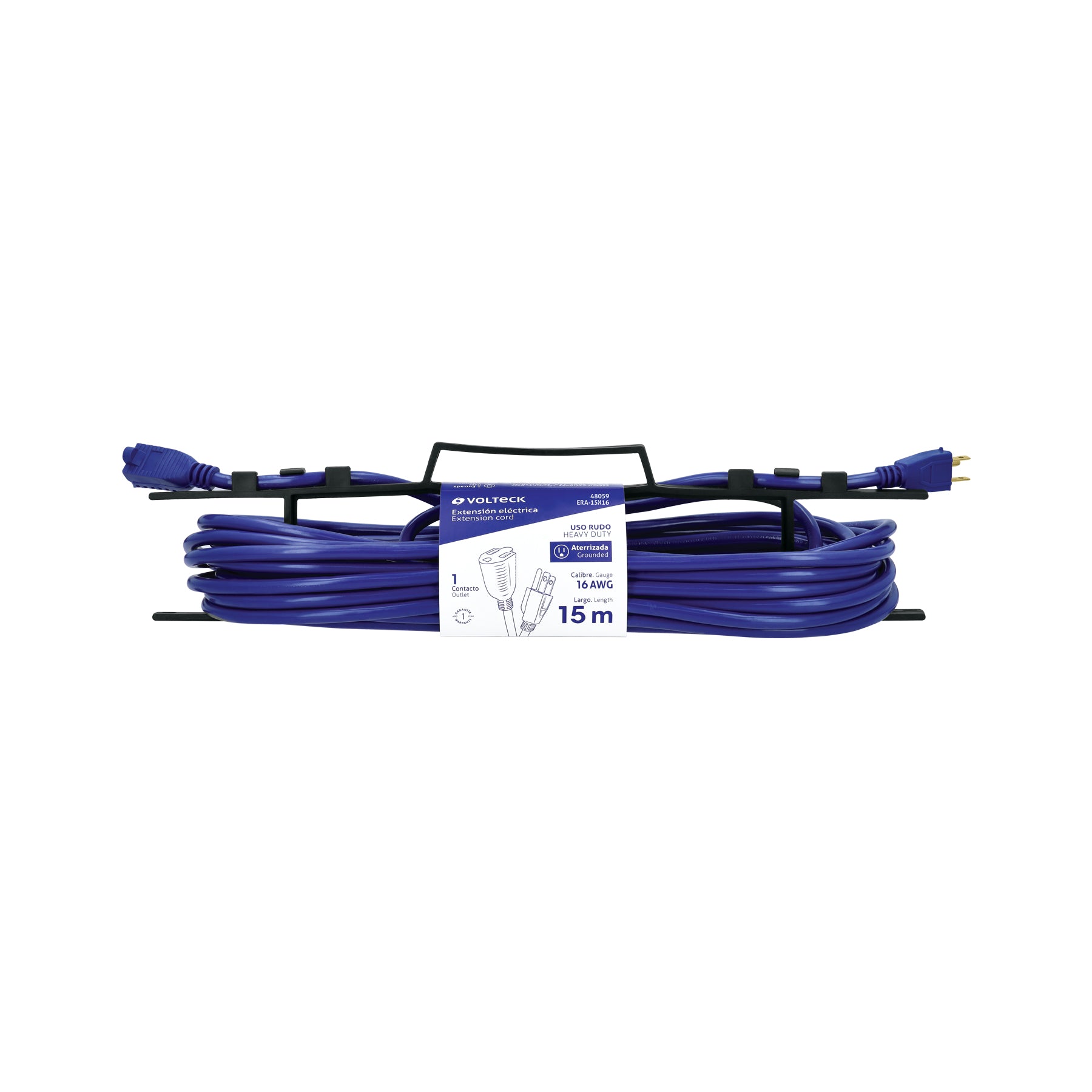 Extensión de uso rudo aterrizada 15 m 3x16 AWG, VOLTECK