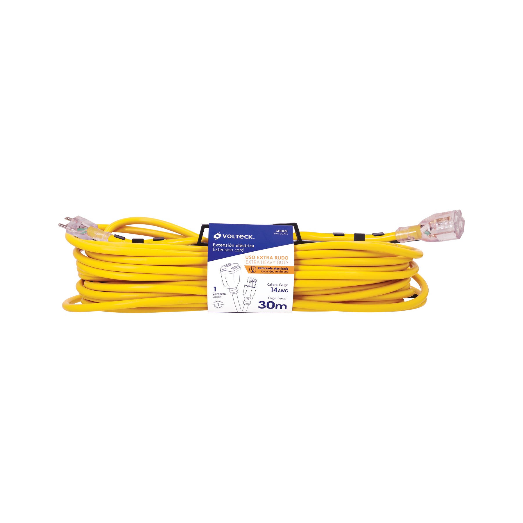 Extensión reforzada aterrizada 30 m 3x14 AWG, VOLTECK