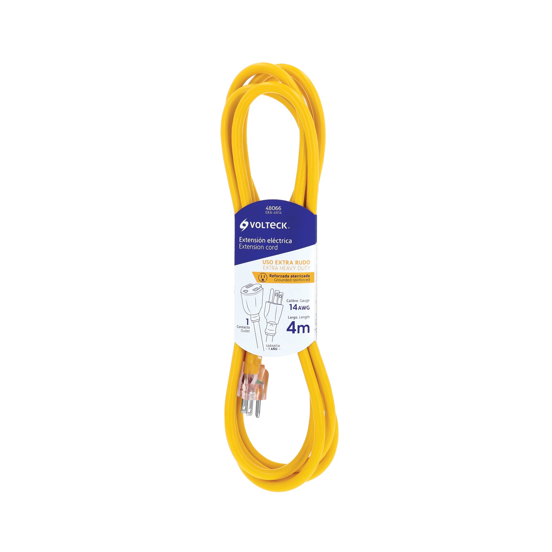 Extensión reforzada aterrizada 4 m 3x14 AWG, VOLTECK