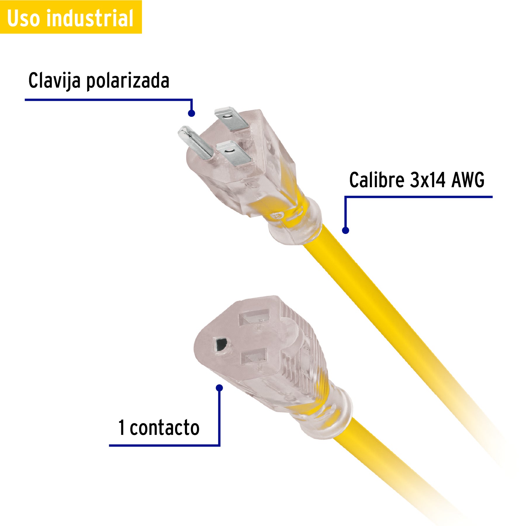 Extensión reforzada aterrizada 6 m calibre 14, VOLTECK