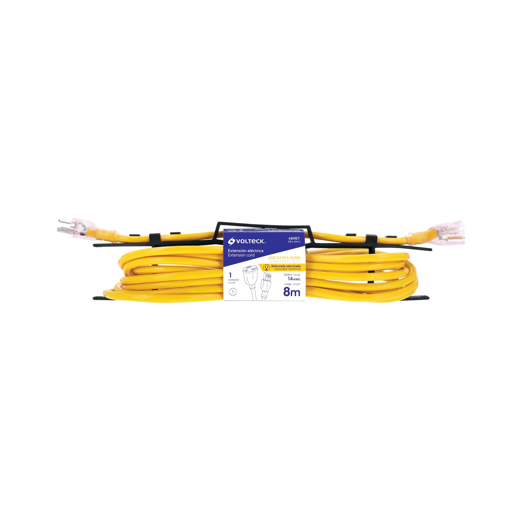 Extensión reforzada aterrizada 8 m 3x14 AWG, VOLTECK