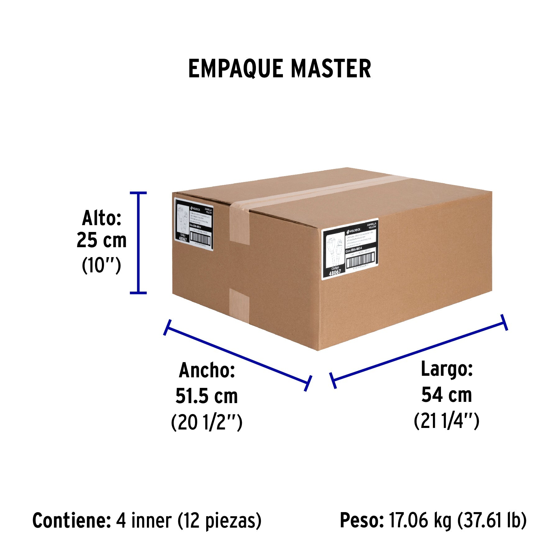 Extensión reforzada aterrizada 8 m 3x14 AWG, VOLTECK - Empaque