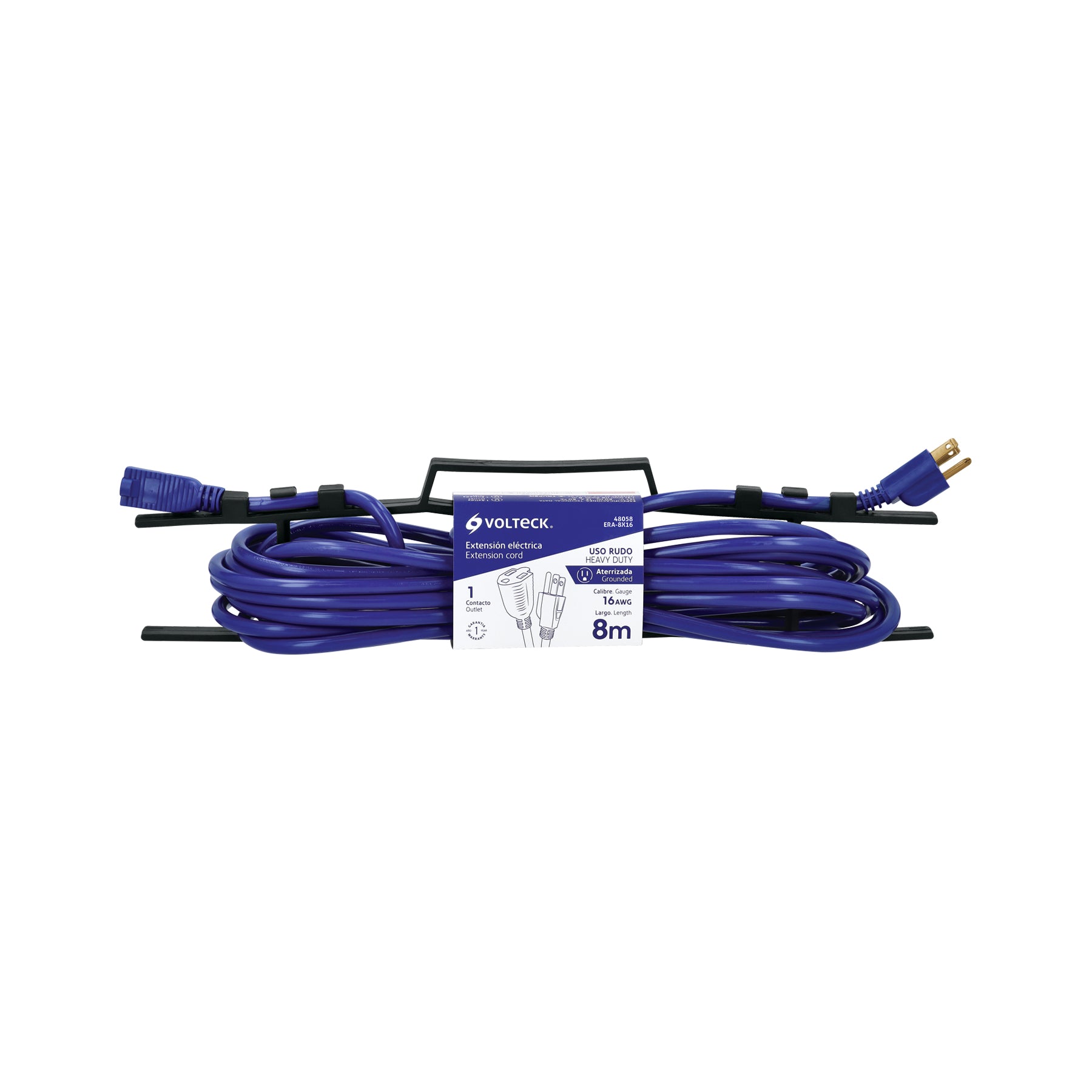 Extensión de uso rudo aterrizada 8 m 3x16 AWG, VOLTECK