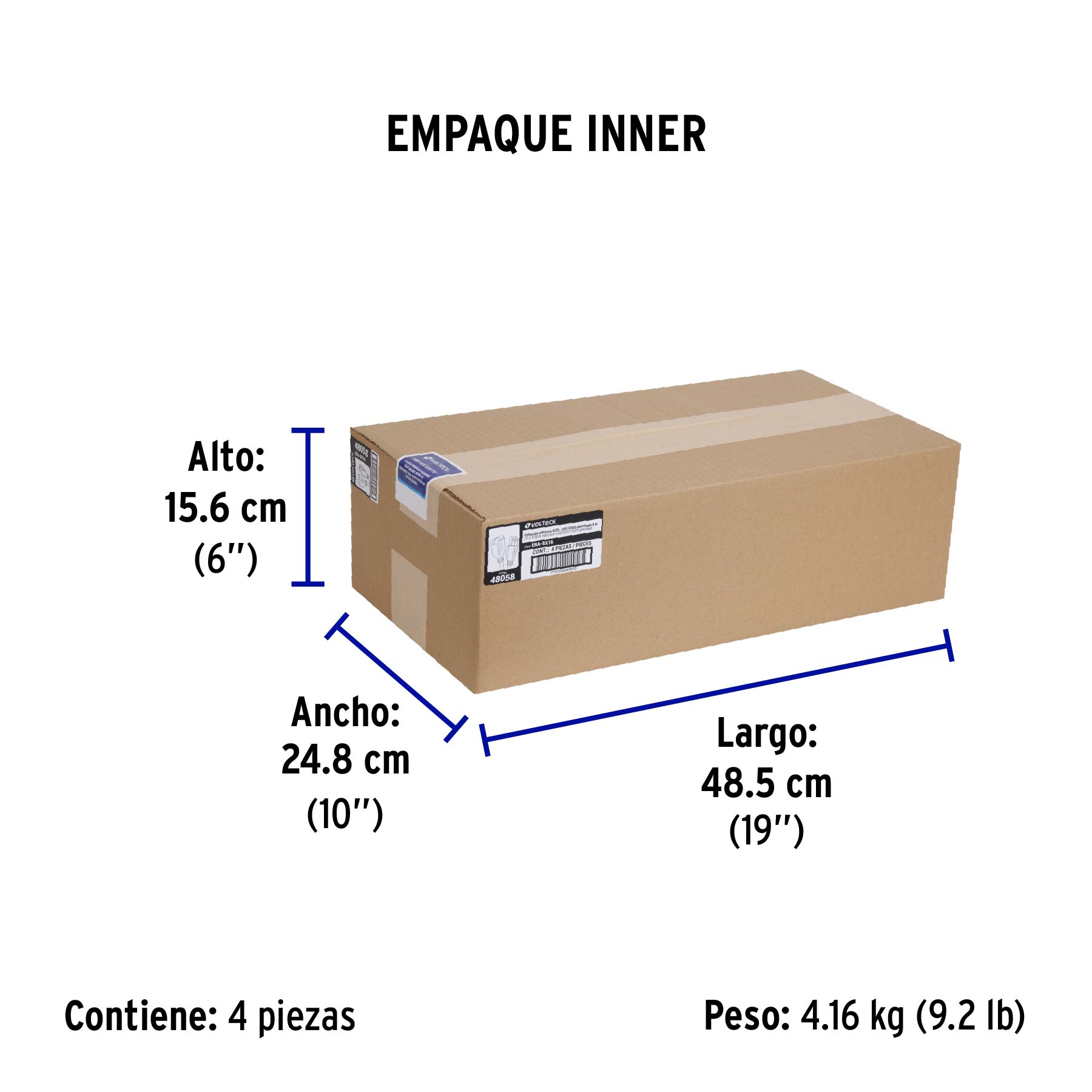 Extensión de uso rudo aterrizada 8 m 3x16 AWG, VOLTECK - Empaque