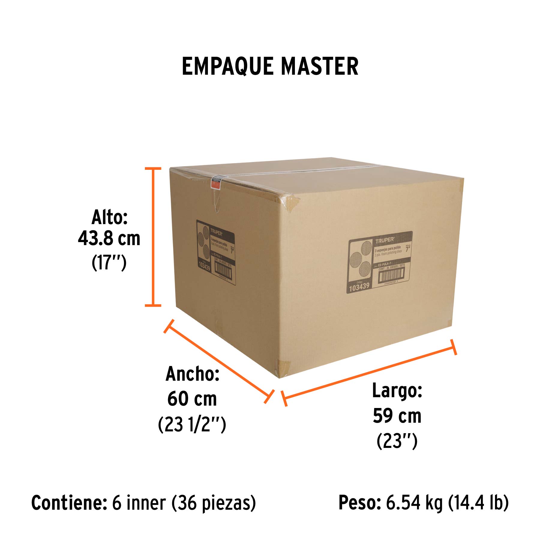 Juego de 3 esponjas para pulir de 7" hook and loop, TRUPER - Empaque