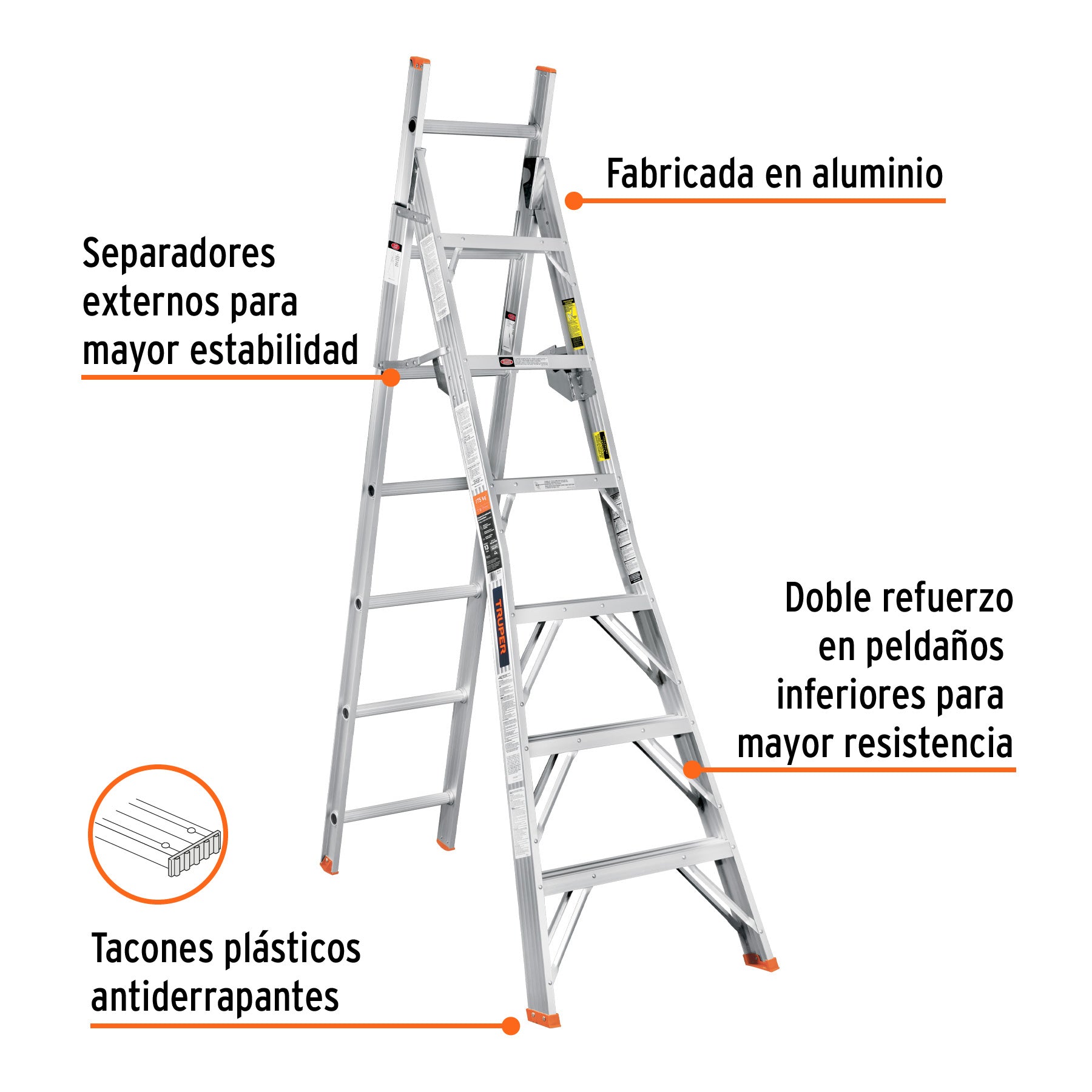 Escalera convertible, tipo ll, 13 escalones, TRUPER