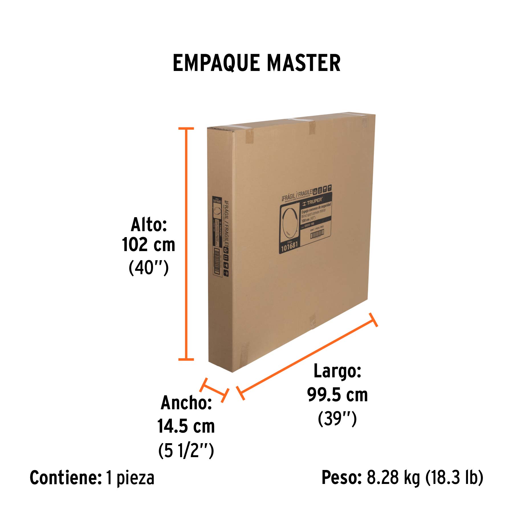 Espejo convexo de 100 cm, TRUPER - Empaque