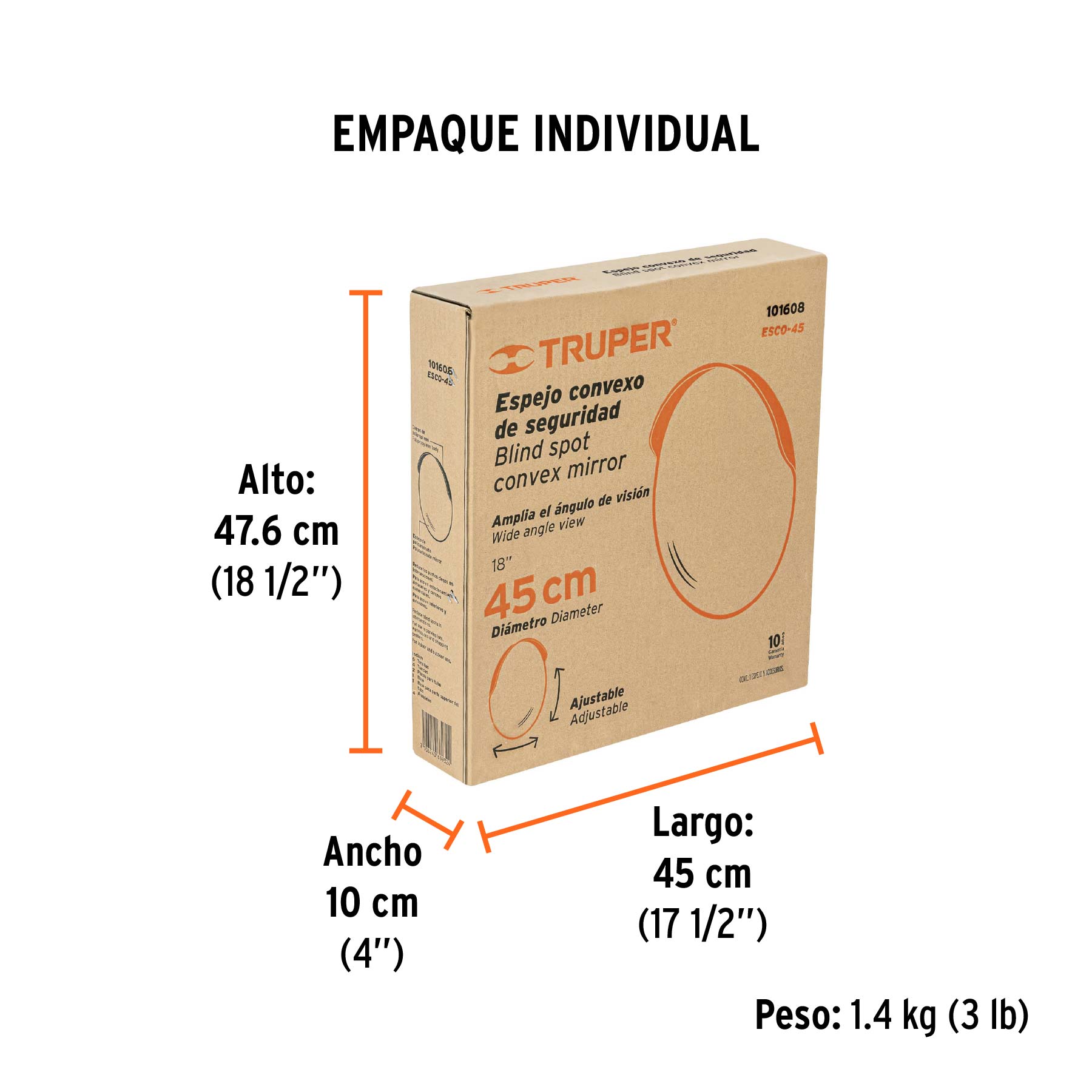 Espejo convexo de 45 cm, TRUPER - Empaque