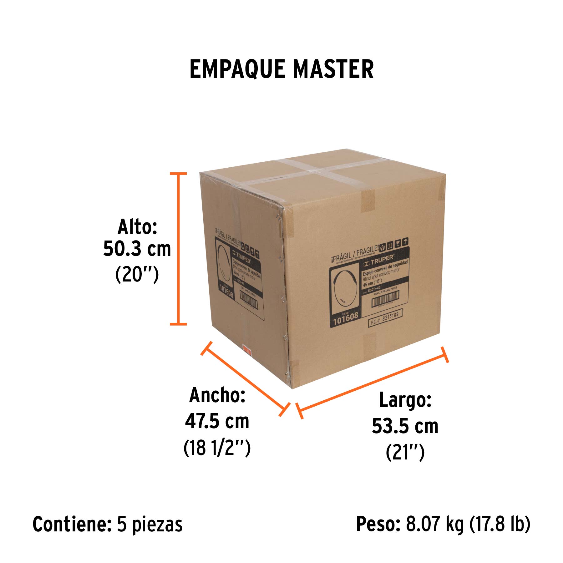 Espejo convexo de 45 cm, TRUPER - Empaque