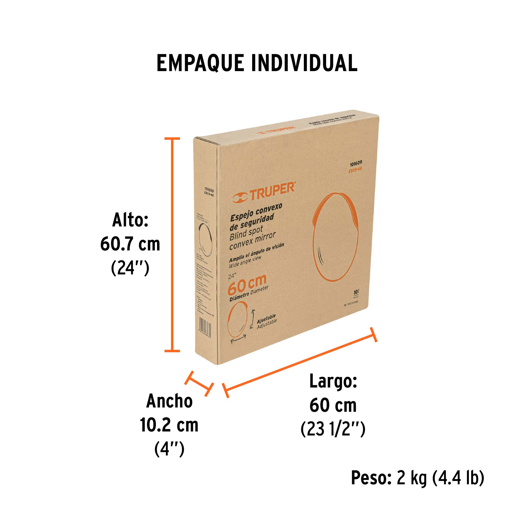 Espejo convexo de 60 cm, TRUPER - Empaque