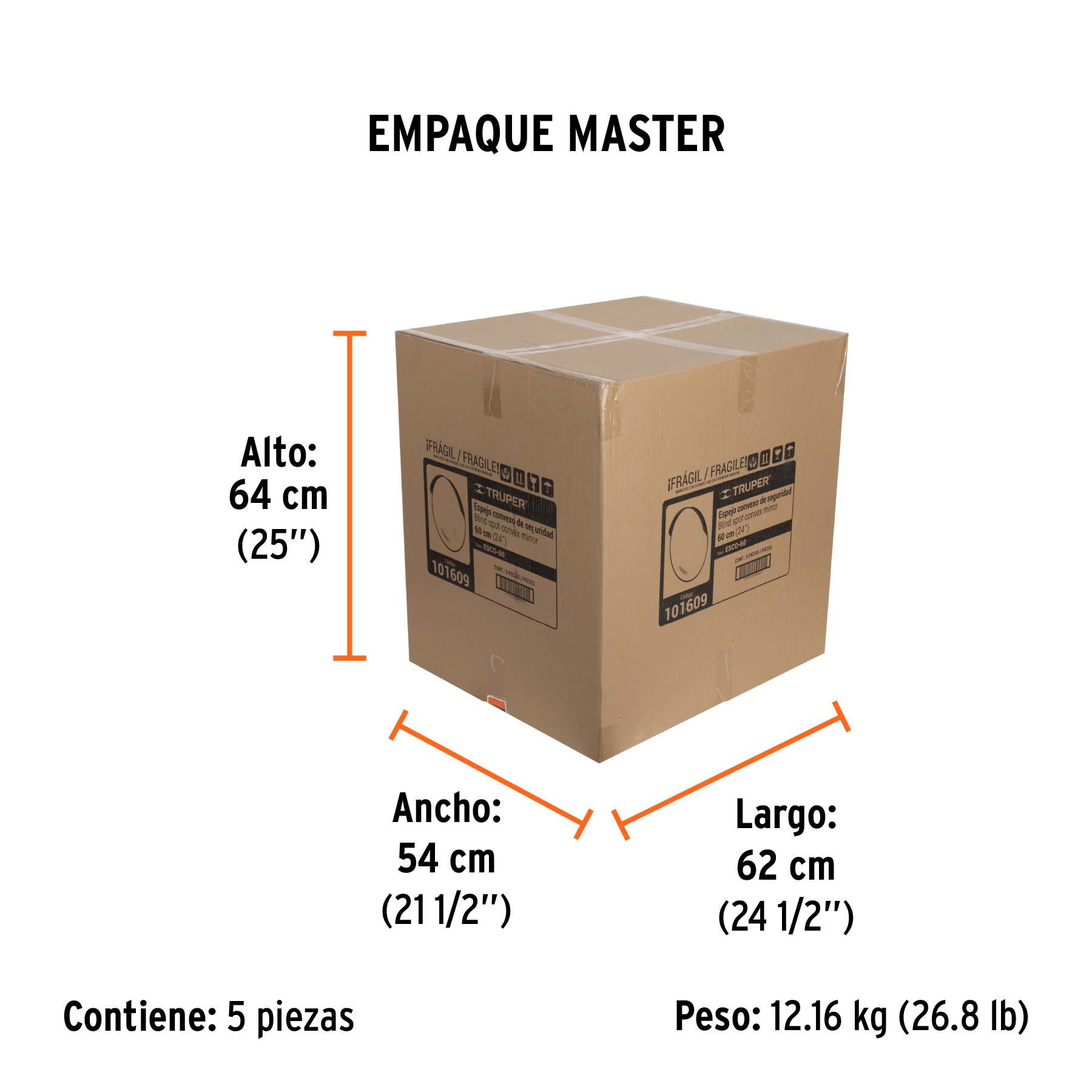 Espejo convexo de 60 cm, TRUPER - Empaque