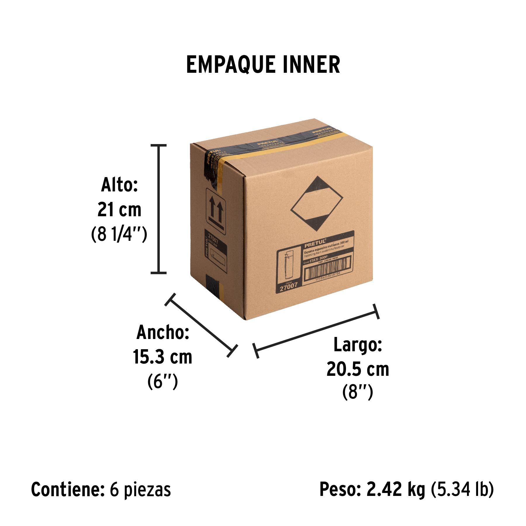 Espuma expansiva de poliuretano, 300 ml, PRETUL - Empaque