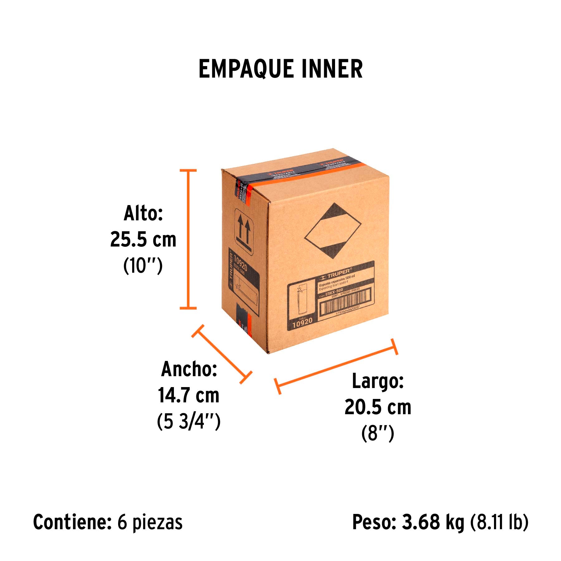 Espuma expansiva de poliuretano, 500 ml, TRUPER - Empaque
