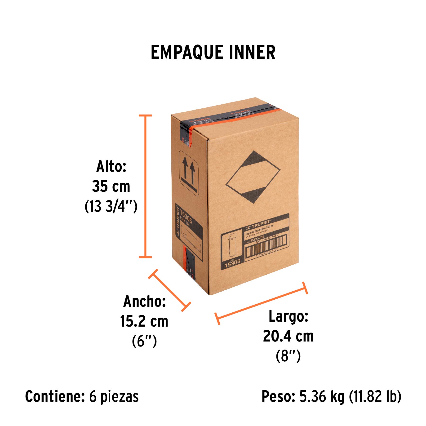 Espuma expansiva de poliuretano, 750 ml, TRUPER - Empaque
