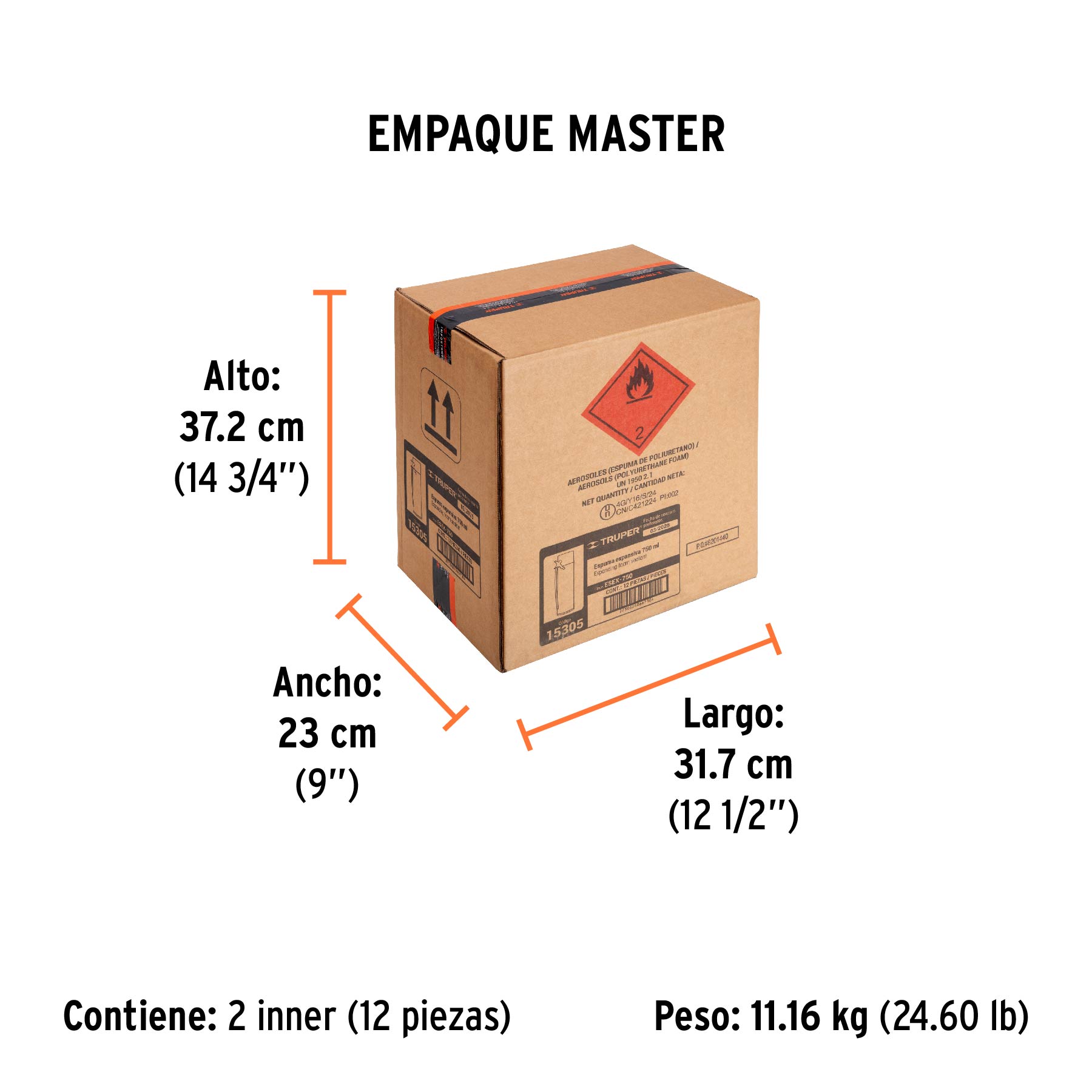Espuma expansiva de poliuretano, 750 ml, TRUPER - Empaque