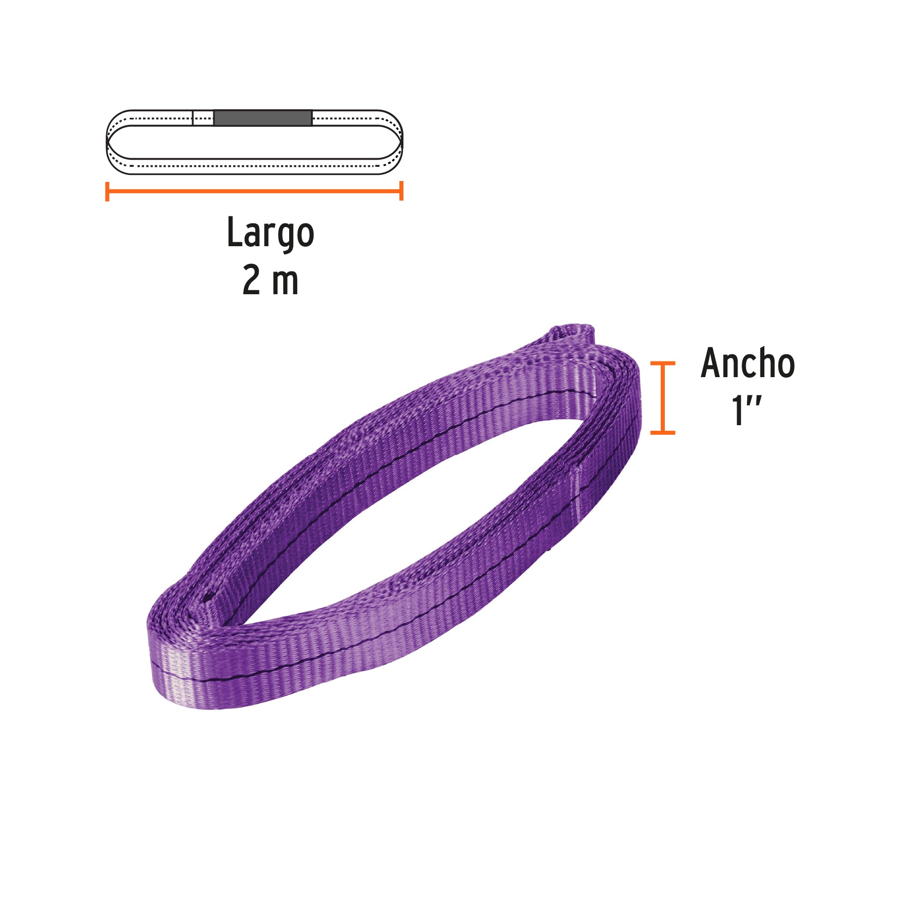 Eslinga de poliéster redonda sin fin, 1 T x 2 m, TRUPER