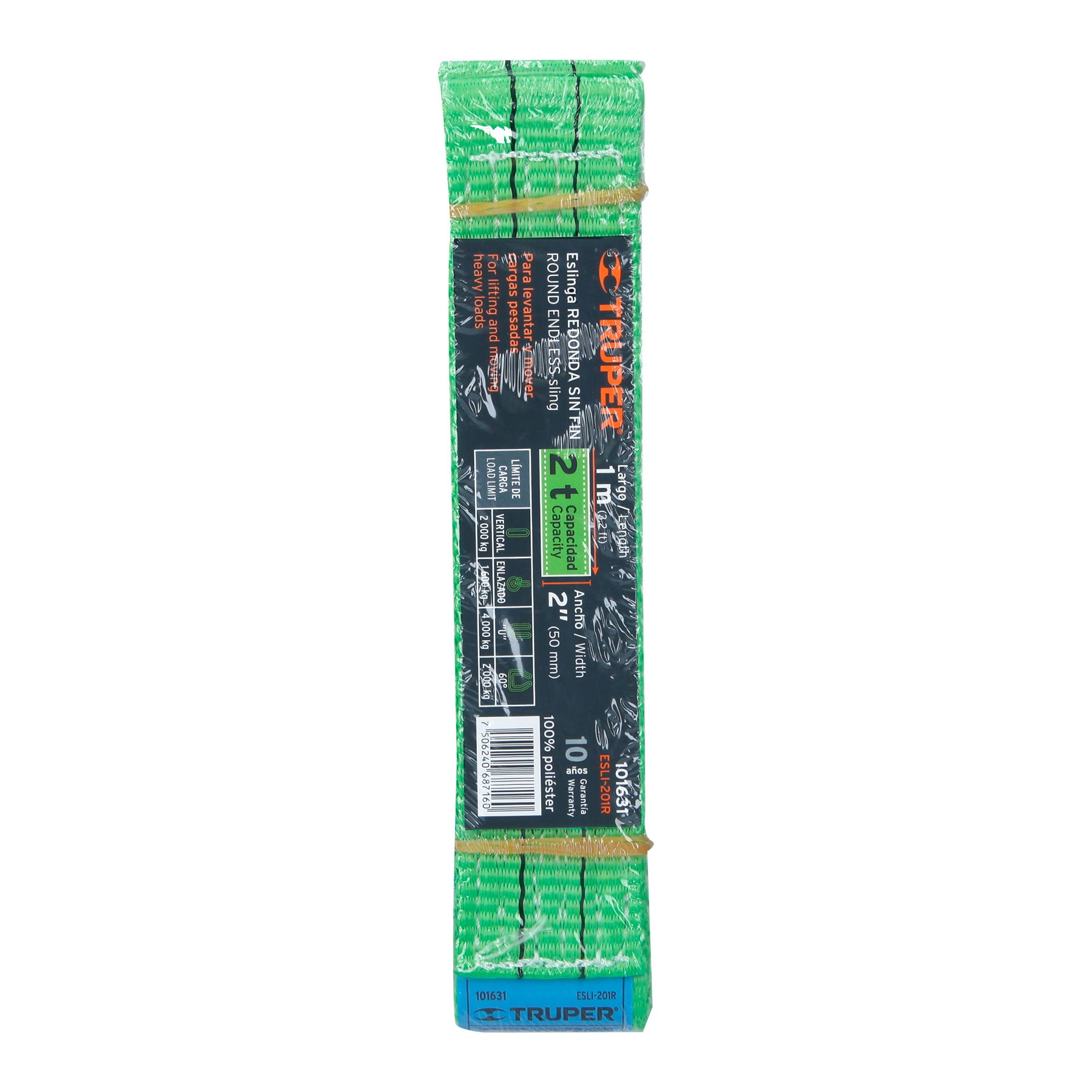 Eslinga de poliéster redonda sin fin, 2 T x 1 m, TRUPER