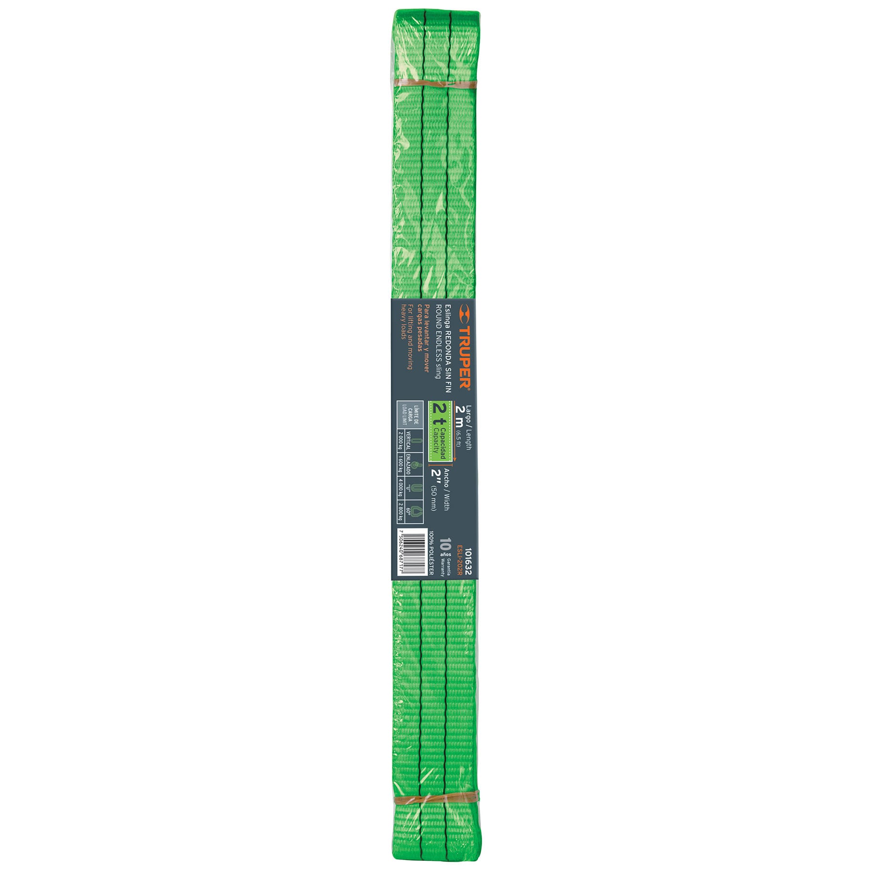 Eslinga de poliéster redonda sin fin, 2 T x 2 m, TRUPER