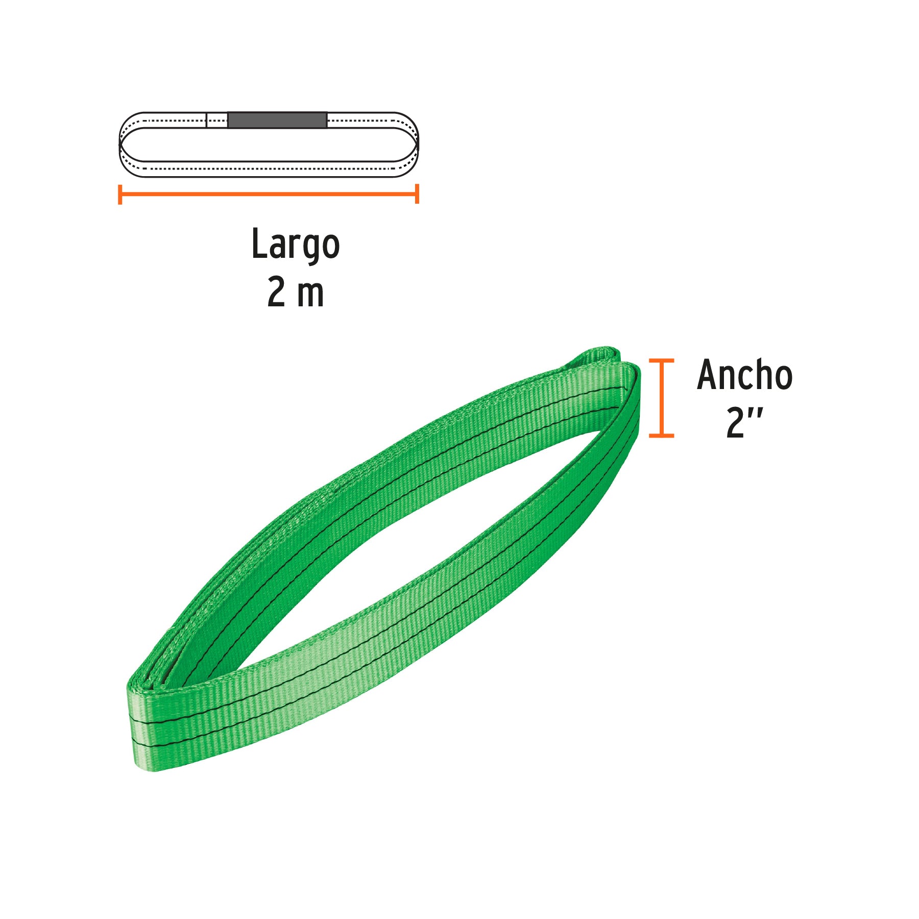Eslinga de poliéster redonda sin fin, 2 T x 2 m, TRUPER