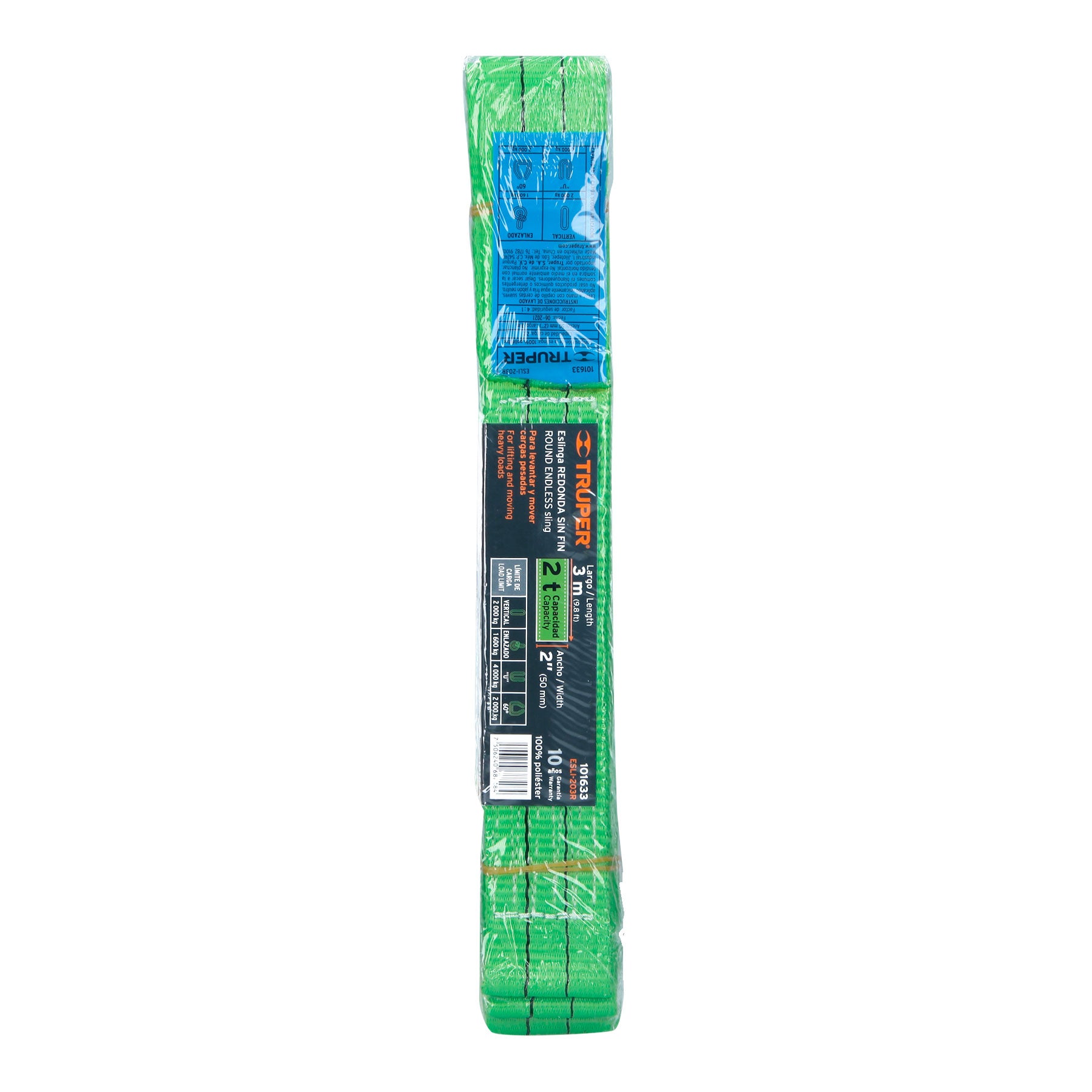 Eslinga de poliéster redonda sin fin, 2 T x 3 m, TRUPER