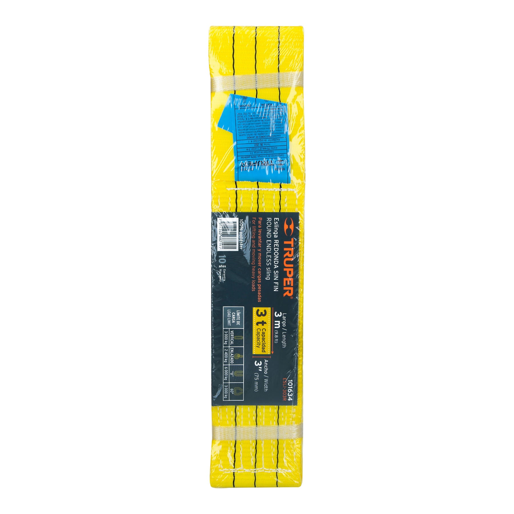 Eslinga de poliéster redonda sin fin, 3 T x 3 m, TRUPER