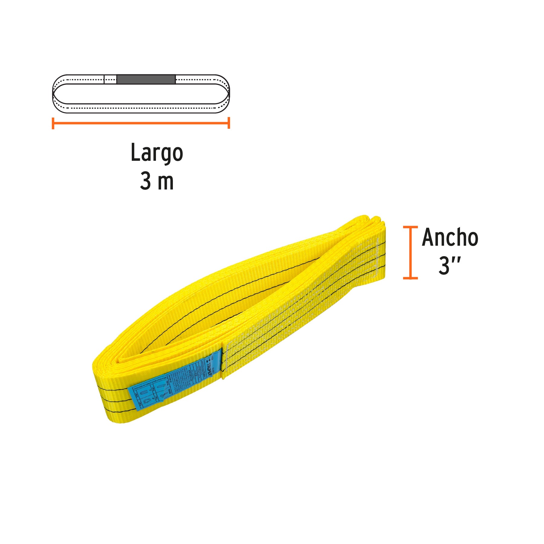 Eslinga de poliéster redonda sin fin, 3 T x 3 m, TRUPER