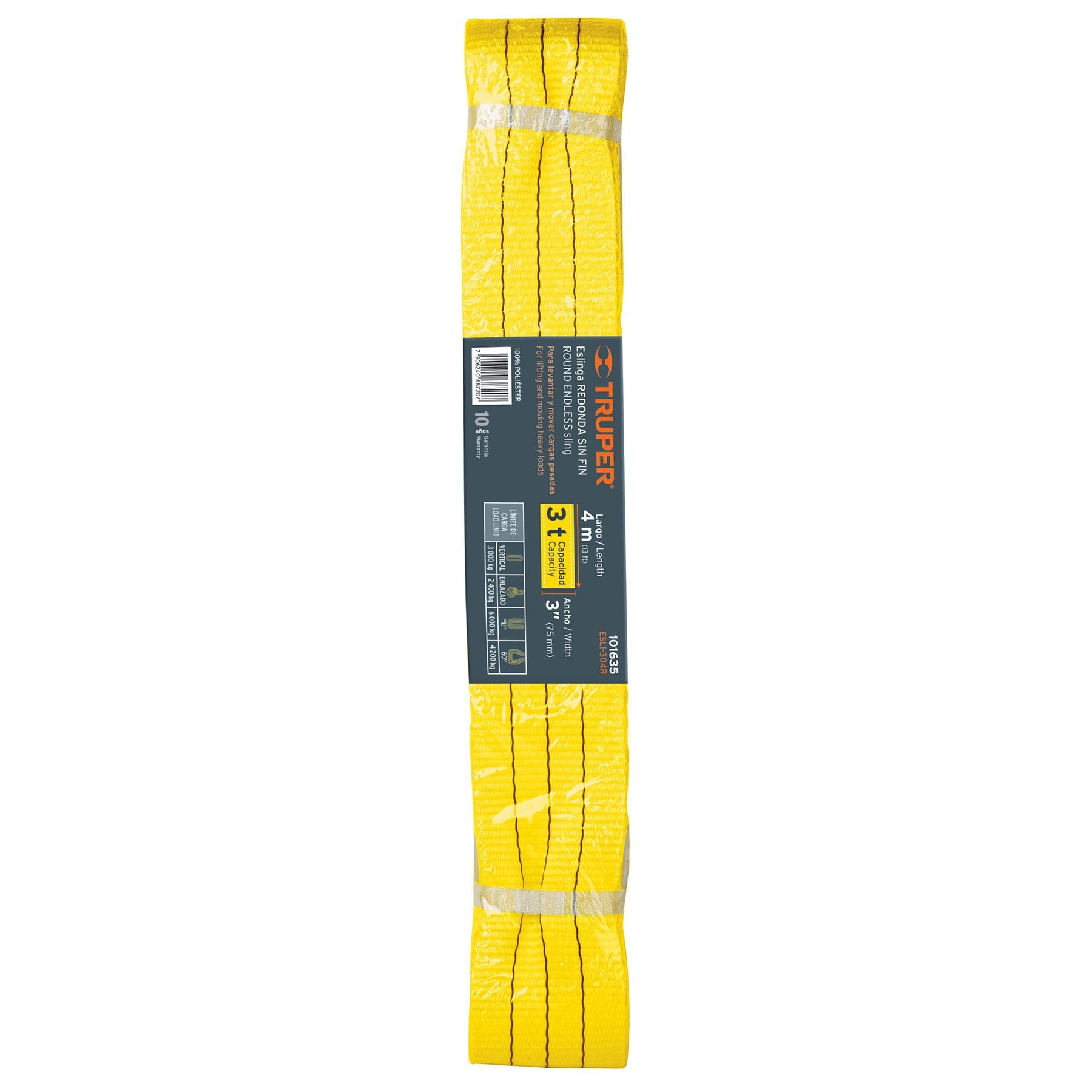 Eslinga de poliéster redonda sin fin, 3 T x 4 m, TRUPER