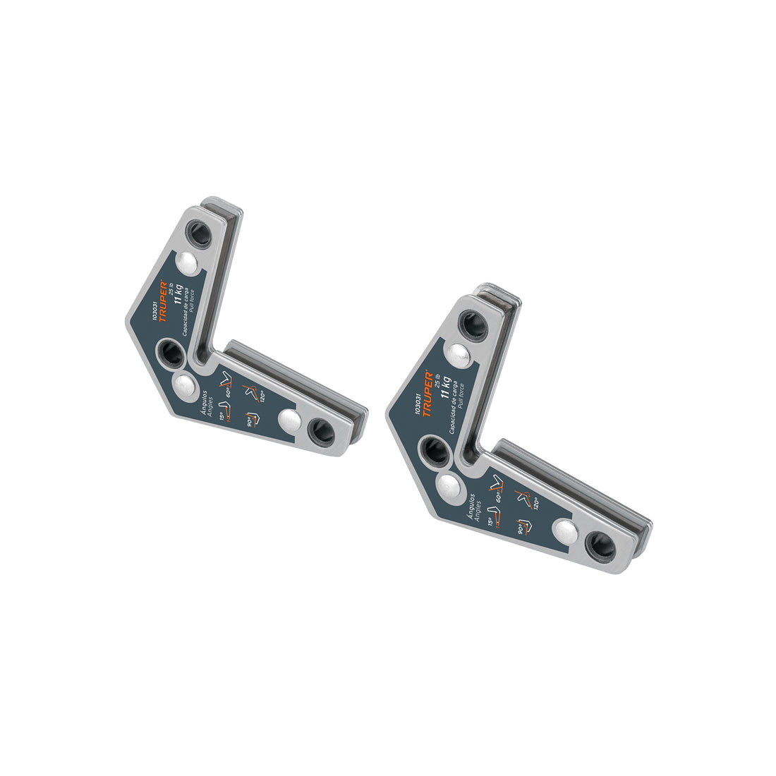 2 Escuadras magnéticas esquineras 2-3/4" carga 11 kg, TRUPER