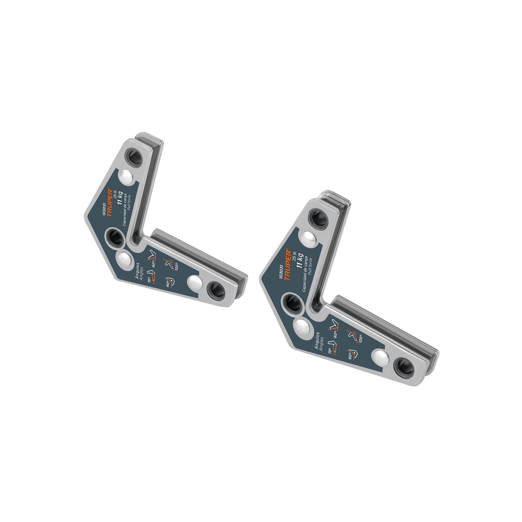 2 Escuadras magnéticas esquineras 2-3/4" carga 11 kg, TRUPER