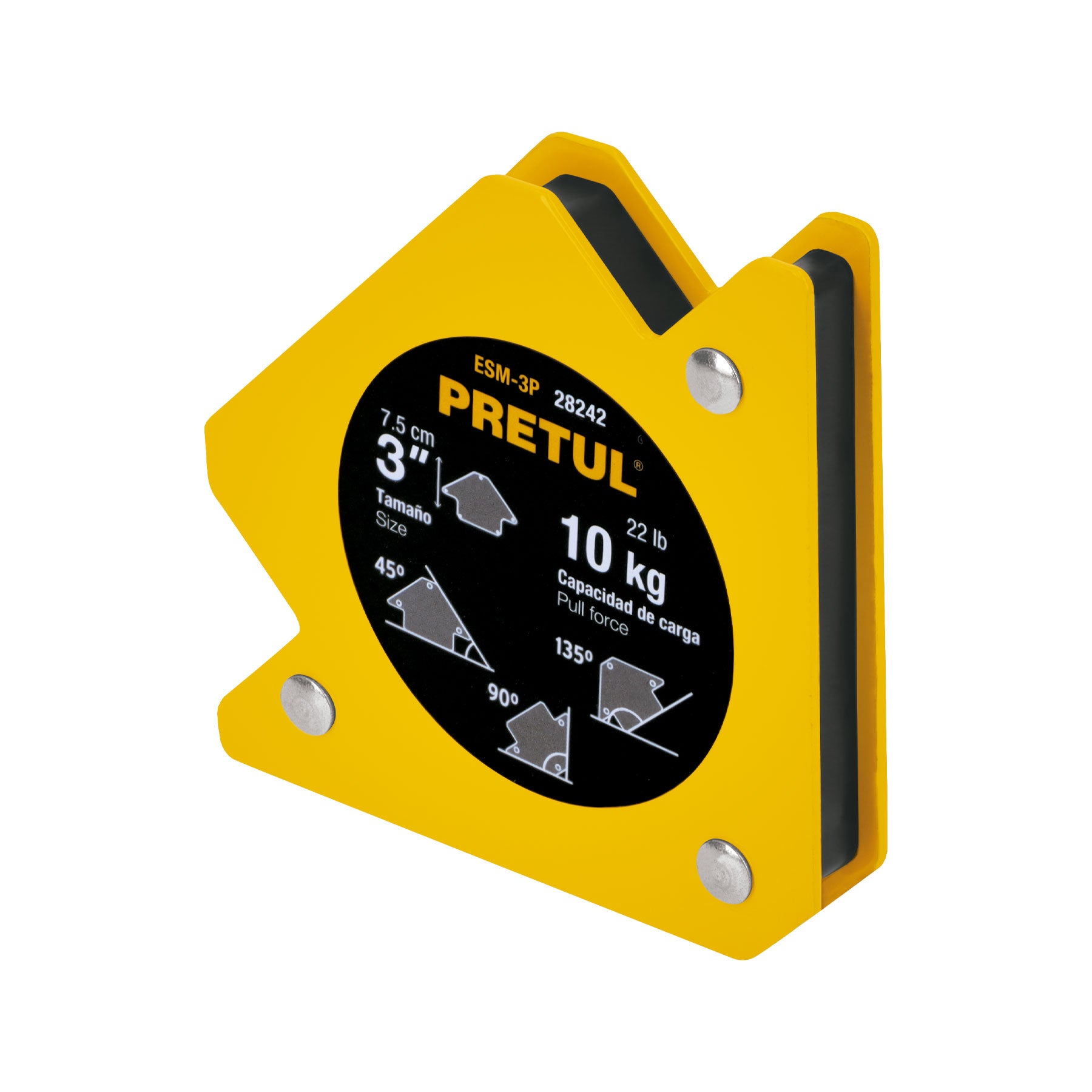 Escuadra magnética para soldar de 3", carga 10 kg, PRETUL