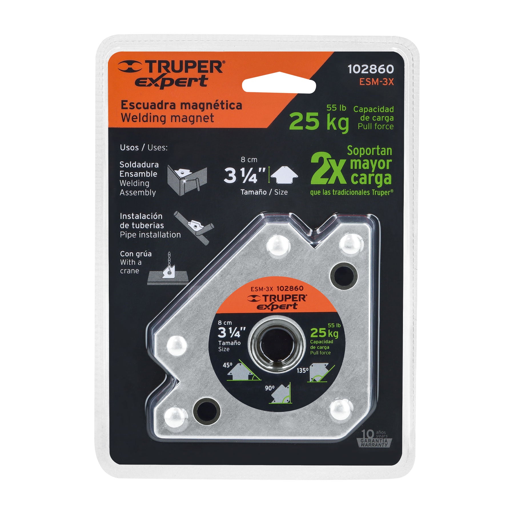 Escuadra magnética para soldar de 3-1/4" carga 25 kg, EXPERT