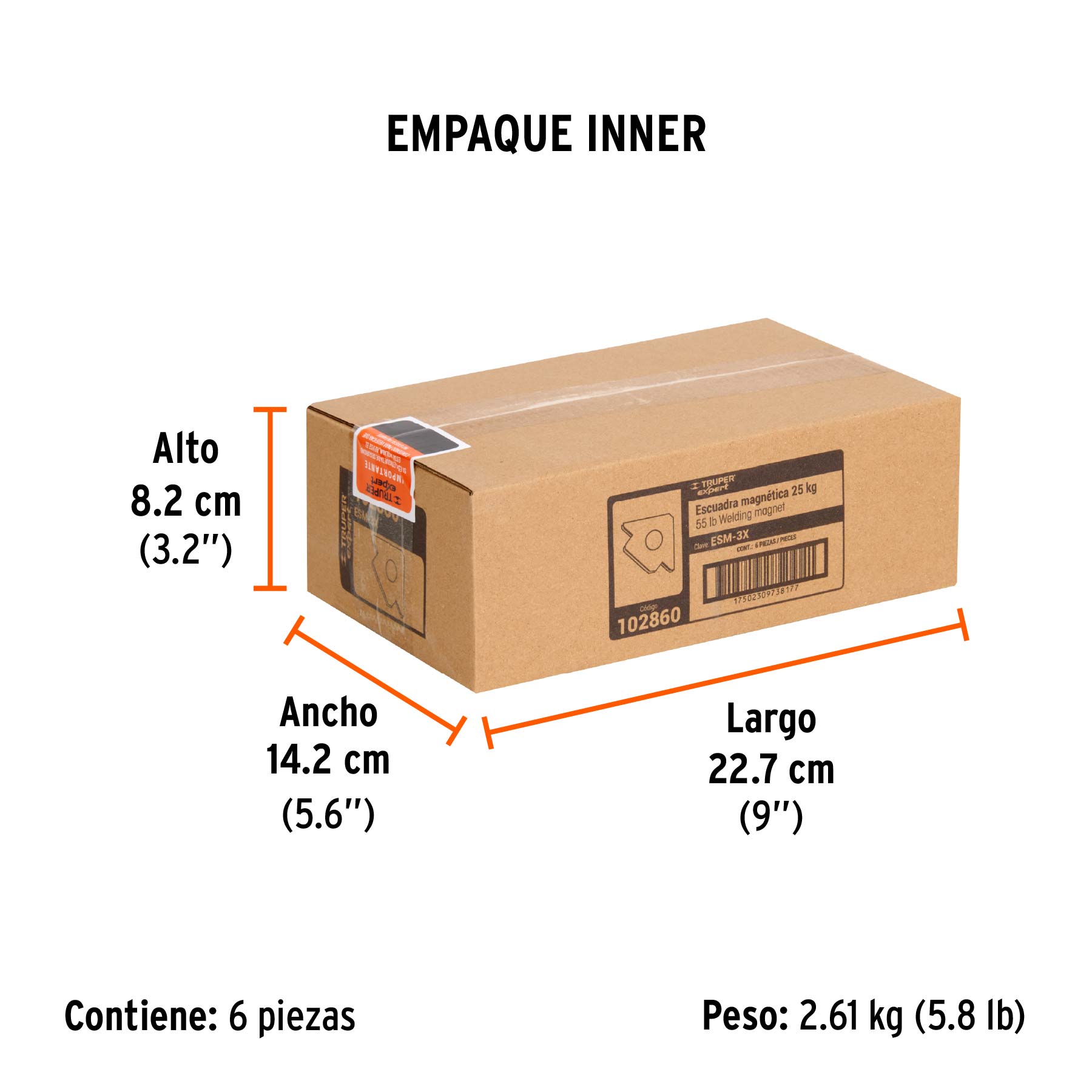 Escuadra magnética para soldar de 3-1/4" carga 25 kg, EXPERT - Empaque