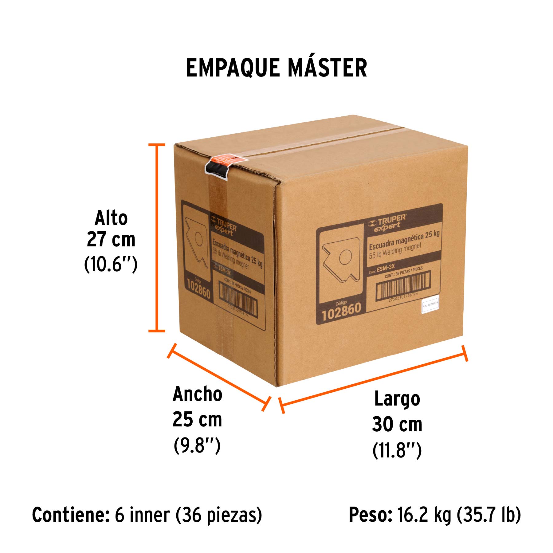 Escuadra magnética para soldar de 3-1/4" carga 25 kg, EXPERT - Empaque