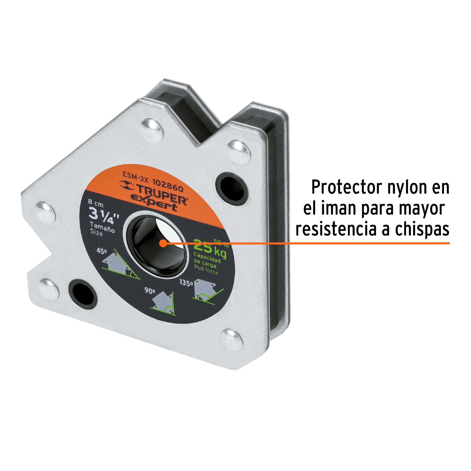 Escuadra magnética para soldar de 3-1/4" carga 25 kg, EXPERT