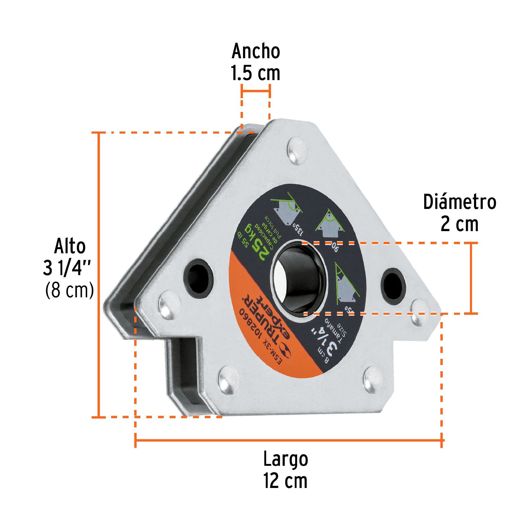 Escuadra magnética para soldar de 3-1/4" carga 25 kg, EXPERT