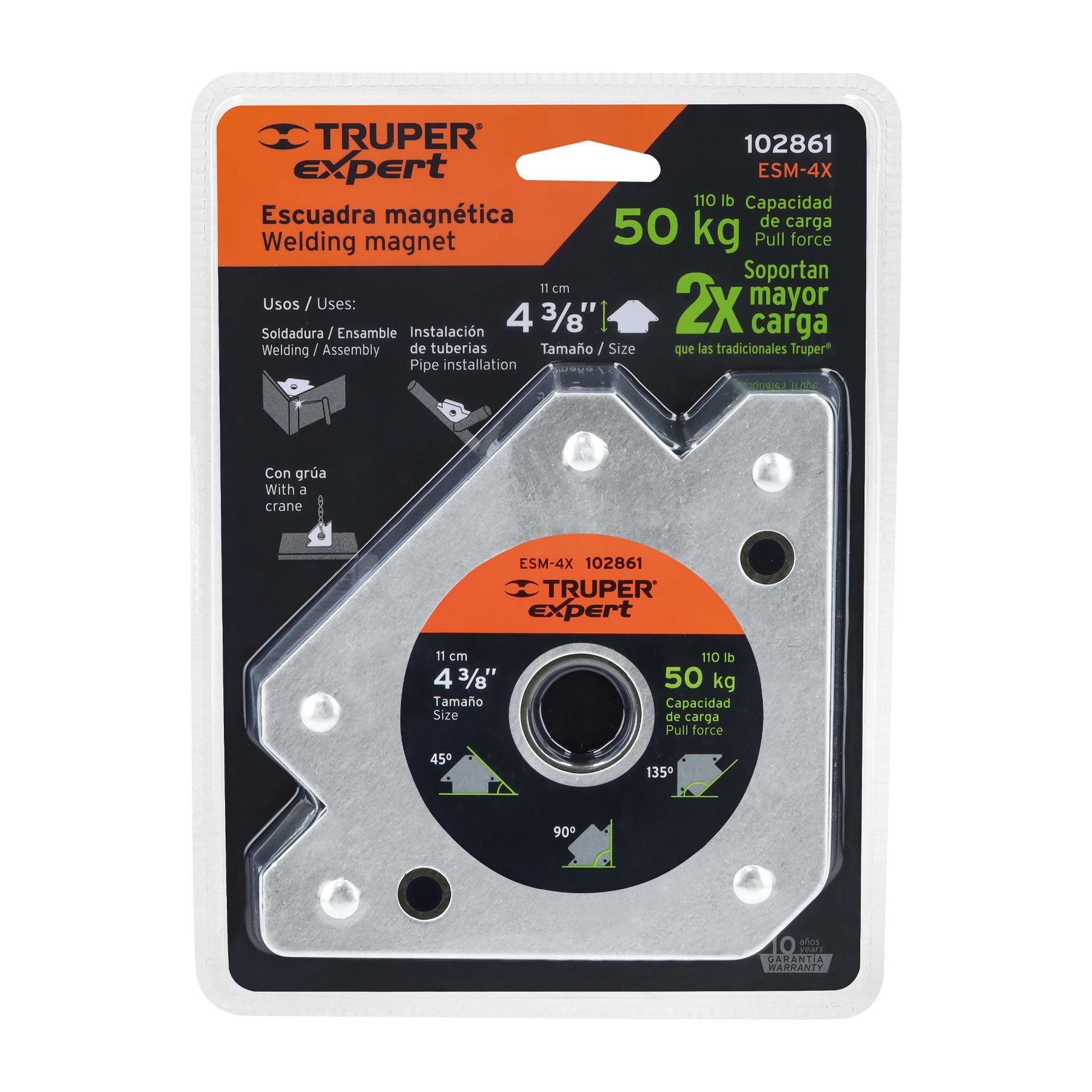 Escuadra magnética para soldar de 4-3/8" carga 50 kg, EXPERT