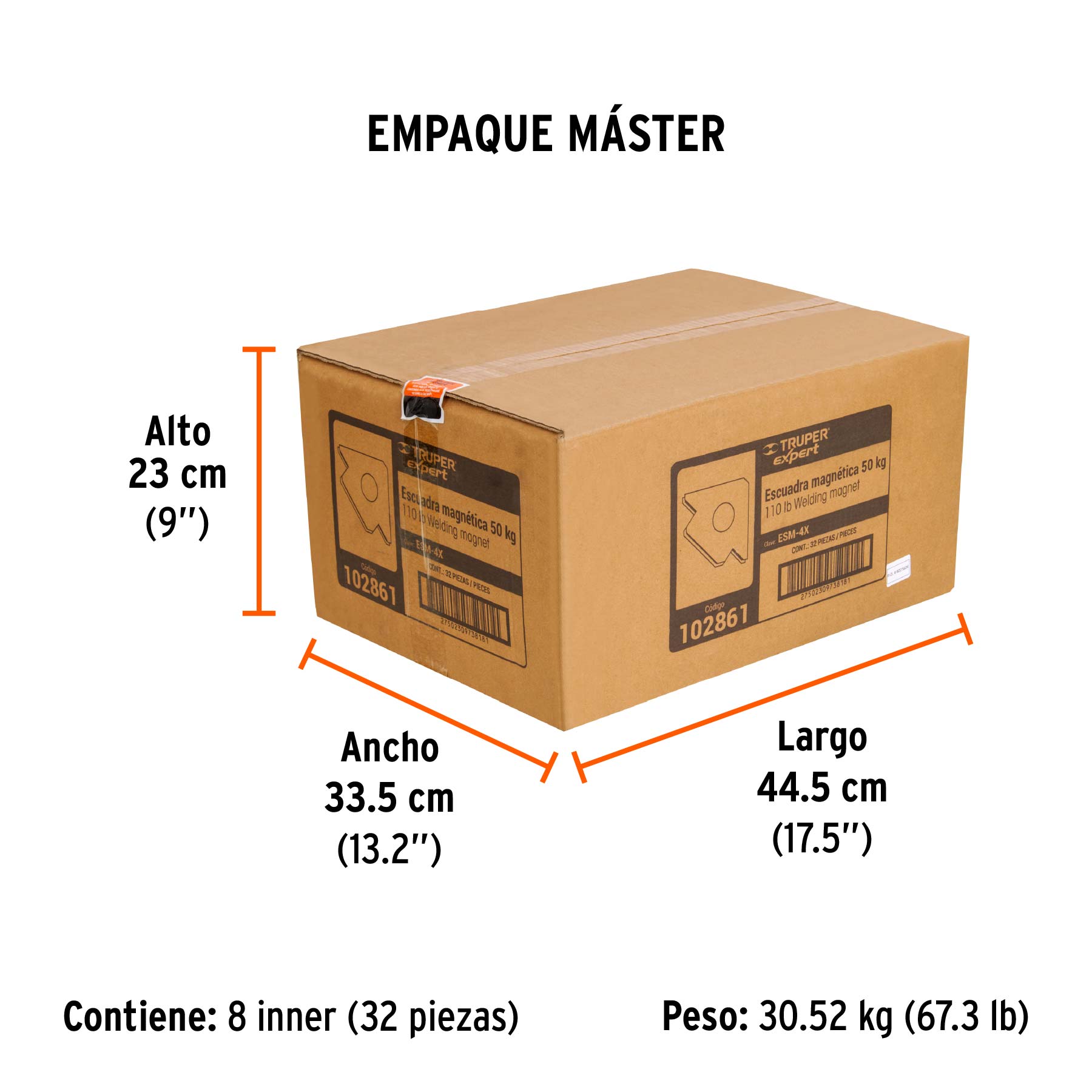 Escuadra magnética para soldar de 4-3/8" carga 50 kg, EXPERT - Empaque