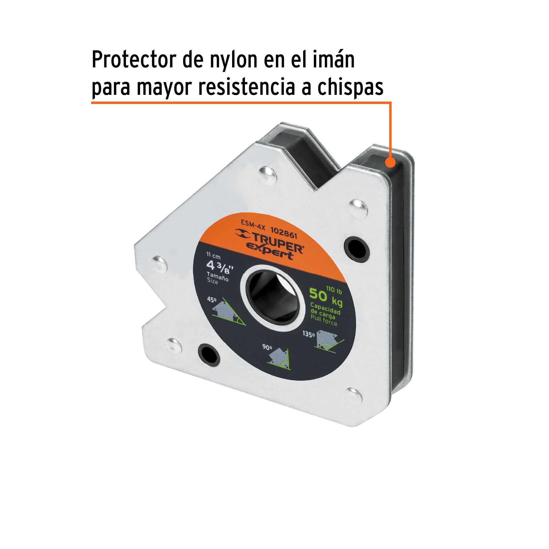 Escuadra magnética para soldar de 4-3/8" carga 50 kg, EXPERT