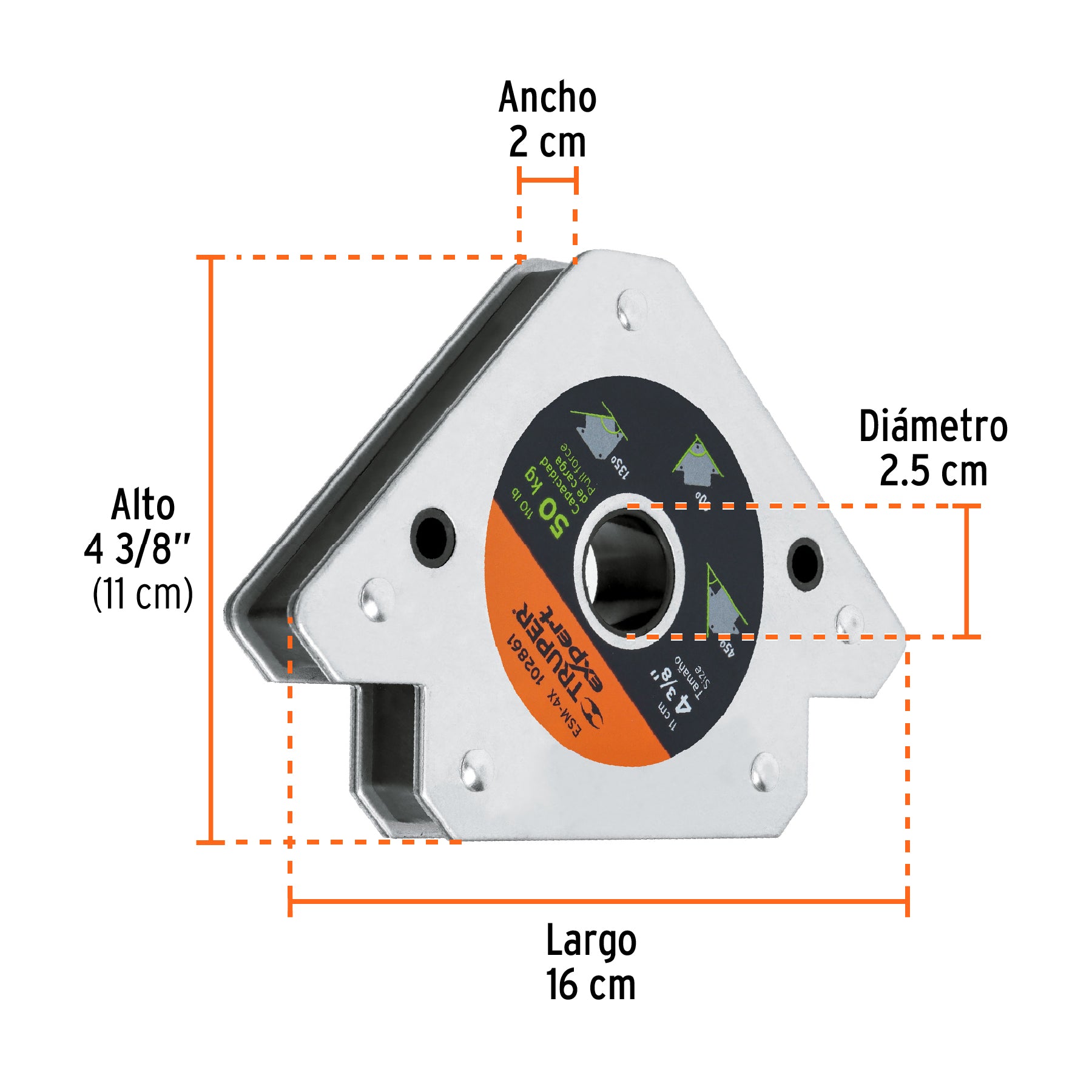 Escuadra magnética para soldar de 4-3/8" carga 50 kg, EXPERT