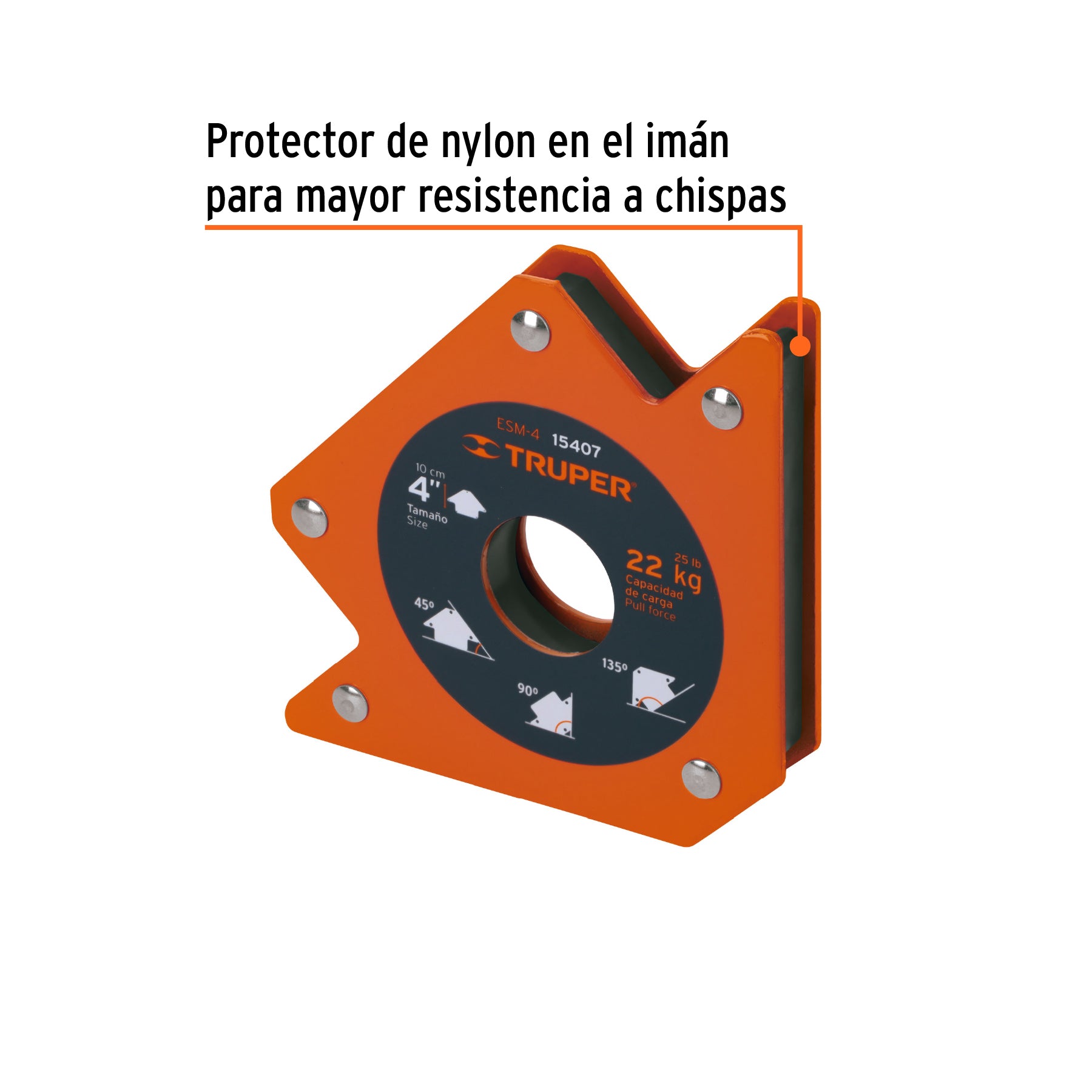 Escuadra magnética para soldar de 4", carga 22 kg, TRUPER