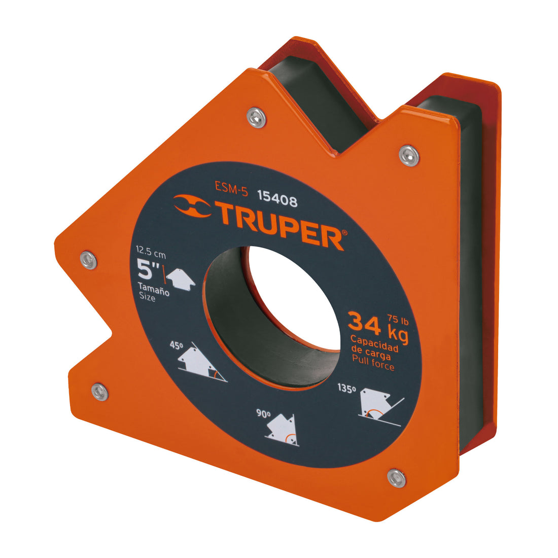 Escuadra magnética para soldar de 5", carga 34 kg, TRUPER